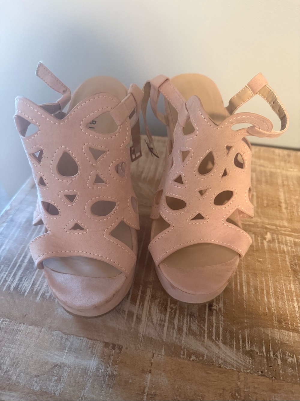 torrid Blush Cutout Suede Wedge Sandals